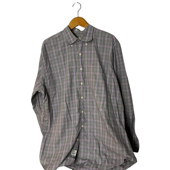 Peter Millar mens XL button front‎ shirt purple/gray - Picture 1 of 2